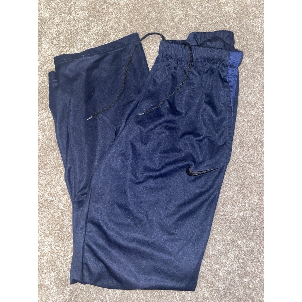 Nike Dri Fit Running Track Athletic Pant Men Size Medium Blue Gym Workout Swoosh